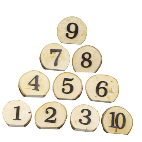 MUELODSIC Letreros de Números de Mesa de Madera Reutilizables, 1-10 Unidades, para Bodas y Recepciones, Decoración Elegante para Banquetes y Fiestas, Señalización Práctica para Eventos