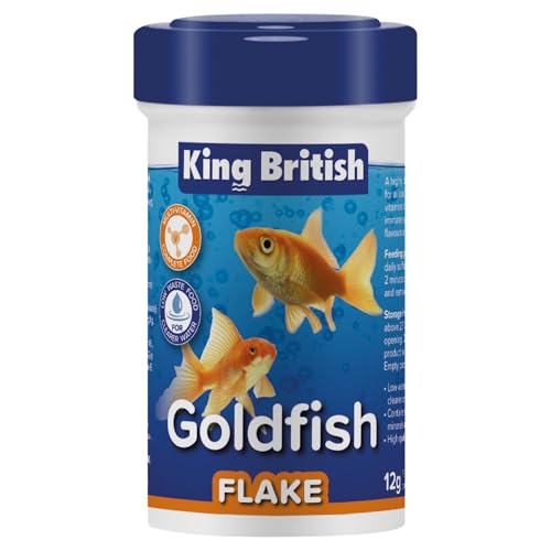 King British | Copos para Goldfish 12g: Alimento Completo con multivitaminas, fórmula para Agua Clara e Ingredientes Naturales para Goldfish y Otros Peces de Agua fría