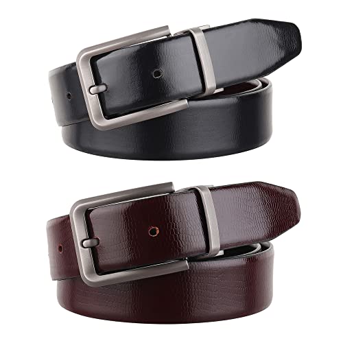 Image of Formal /Casual Genuine Italian Leather Reversible Belt for Men's /Boys. Color - Brown /Black ||Waist Size 28 to 46|| ||CSBL-ITL-LIZ||
