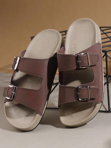 Image of Sukun mens Sukun Slb 10 Men's Stylish Dual-strap Buckle Sandals Sandal
