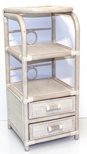 Sunbear Furniture Handmade Bookcase Designer Eco Rattan Wicker With 2 Drawers, Cream #TOP2