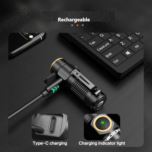 Image of NICRON 1200 Lumens EDC Flashlight with Magnet, Type-C Rechargeable Pocket Light Compact High Lumens Handheld Light, C1 Mini Flashlight 7 Modes for Outdoor Camping, Hiking (Black)