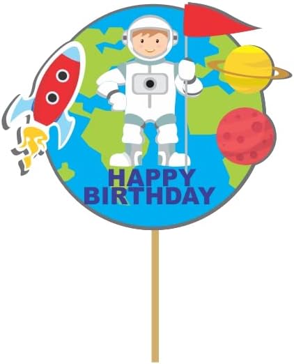 Pretty Ur Party Space theme Cake Topper, Cake Toppers for Kids, Girls, Toddlers, Boys, Cake Decoration Item, Cake Accessories (Space)