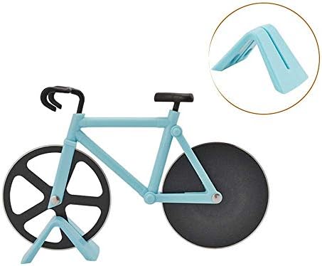Pizza Cutter, Bicycle Pizza Cutter, Stainless Steel Super Sharp Blades Slicer, Bicycle Pizza Cutter Wheels, Stainless Steel Plastic Bike Cutter, Pizza Chopper Slicer Kitchen Gadget (Light Blue)