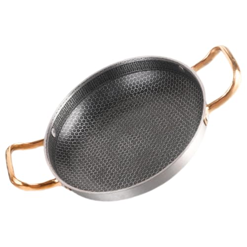 POPETPOP Sartén de Acero Inoxidable de 26 Cm Superficie Antiadherente de Panal Sartén Gruesa para Mariscos y Arroz para Cocina Doméstica Aire Libre