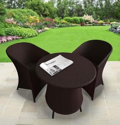 Patio Set D-15|Indoor |Outdoor |Living Room| Balcony| Garden| Chair Table Set 2+1 (2 Chair + 1 Table)| Furniture Set| Coffee Chair Table Set| Powder Coated (2+1 Brown)