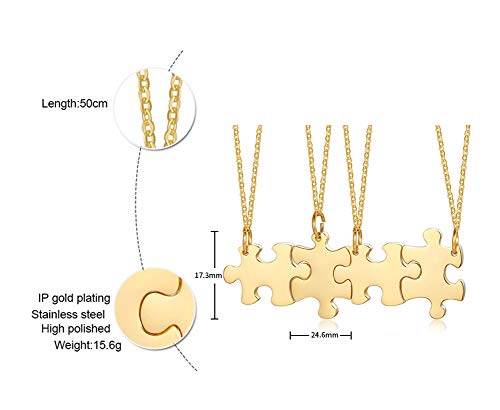 Stainless Steel Personalized Name Puzzle Piece Necklace for 2/3/4/5/6 BFF Best Friend Connected Stitching Necklace Friendship Jewelry Customized Family Jewelry2