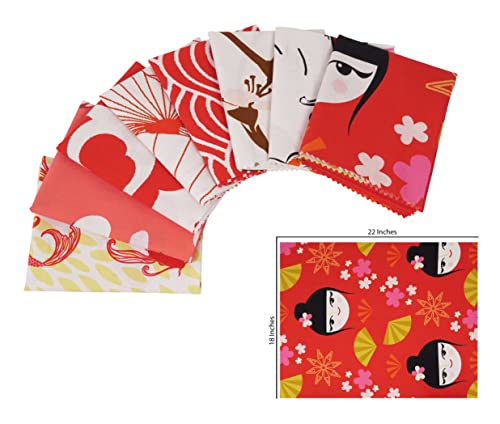 Tissu pre-cut quilting pour patchwork facile lot coton motif poisson koi - 5