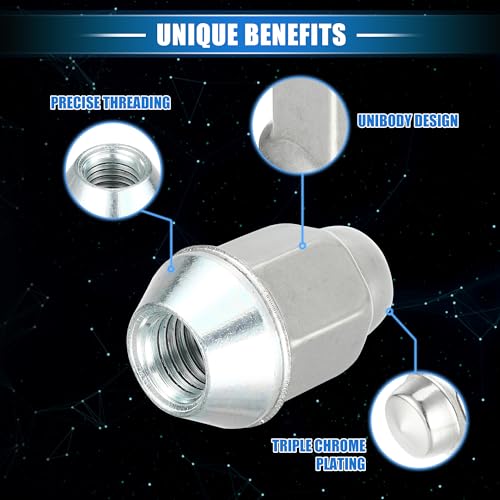 Image of 20 Pcs Wheel Lug Nuts Compatible for Chevrolet Malibu Impala for Buick Encore, Durable M12 x 1.5 Carbon Steel Silver Tone Tire Lugnuts