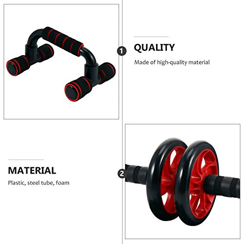 Conjunto de exercícios abdominais Besportble com barra de joelho com rolo de roda AB e manoplas de e