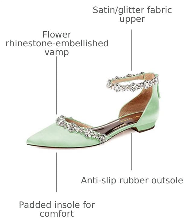 Image of XYD Women Classic Pointed Toe D'Orsay Wedding Flat Sandals Sparkly Rhinestones Ankle Strap Low Heel Dress Shoes with Zipper