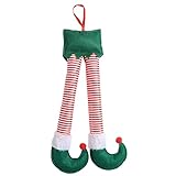 Buzopuw Elf Leg Decoration for Car Trunk 19.3 * 9.8 inches,Christmas Elf Car Decoration |Stuffed Elf Legs for Car Decor with Flexible Coil, Xmas Elf Feet Accessories for Indoor and Outdoor (Green)