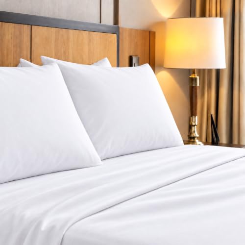 Image of Bedsheets for Queen - 90x102 Inch Bed - Microfiber Plain White Solid Bed Sheet Include Pillow Cover, Ultra Soft | for Home, Hotel, Villa, Resort and Guest House
