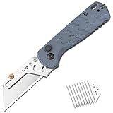 CJRB Boxer Folding Utility Knife, Small EDC Knife with G10 Handle, Includes 10PCS Total Blades(J1967 Blue)