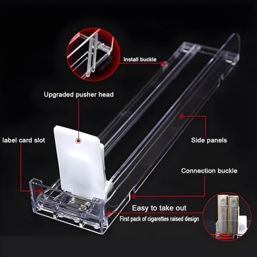 10/20/30-Pack Spring Loaded Gondola Shelf Pusher, Acrylic Automatic Display Rack for Convenience Stores, Cigarette Dispenser Organizer, Retail Product Display Shelves(20pcs,6.4x24cm/2.52x 9.44in)