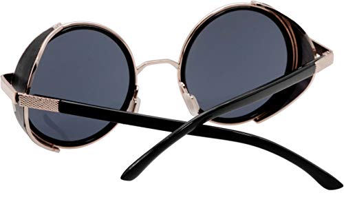 J&L Glasses Retro Steampunk Round Metal Glasses Side Shield Circle Frame Sunglasses Women Men4