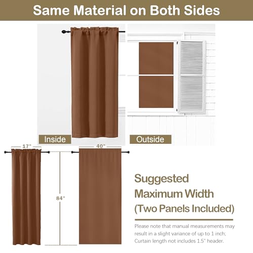 Image of Sun Baked Blackout Curtains for Bedroom 84 Inch Length 2 Panels, Soft Fabric Thermal Insulated Curtains for Living Room, Dual Rod Pocket Design Modern Window Treatment Drapes, 2x40Wx84L Inches