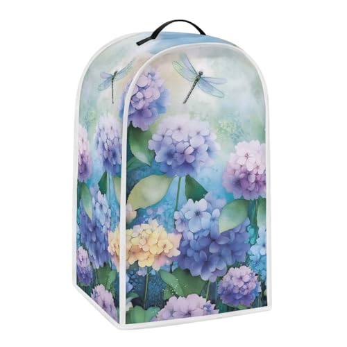 Image of Talayituse Dragonfly Hydrangea Print Blender Dust Cover, Fingerprint Protection Cover for Stand Mixer or Coffee Machine, Home Kitchen Appliance Covers for Stain Dust Resistant Supplies