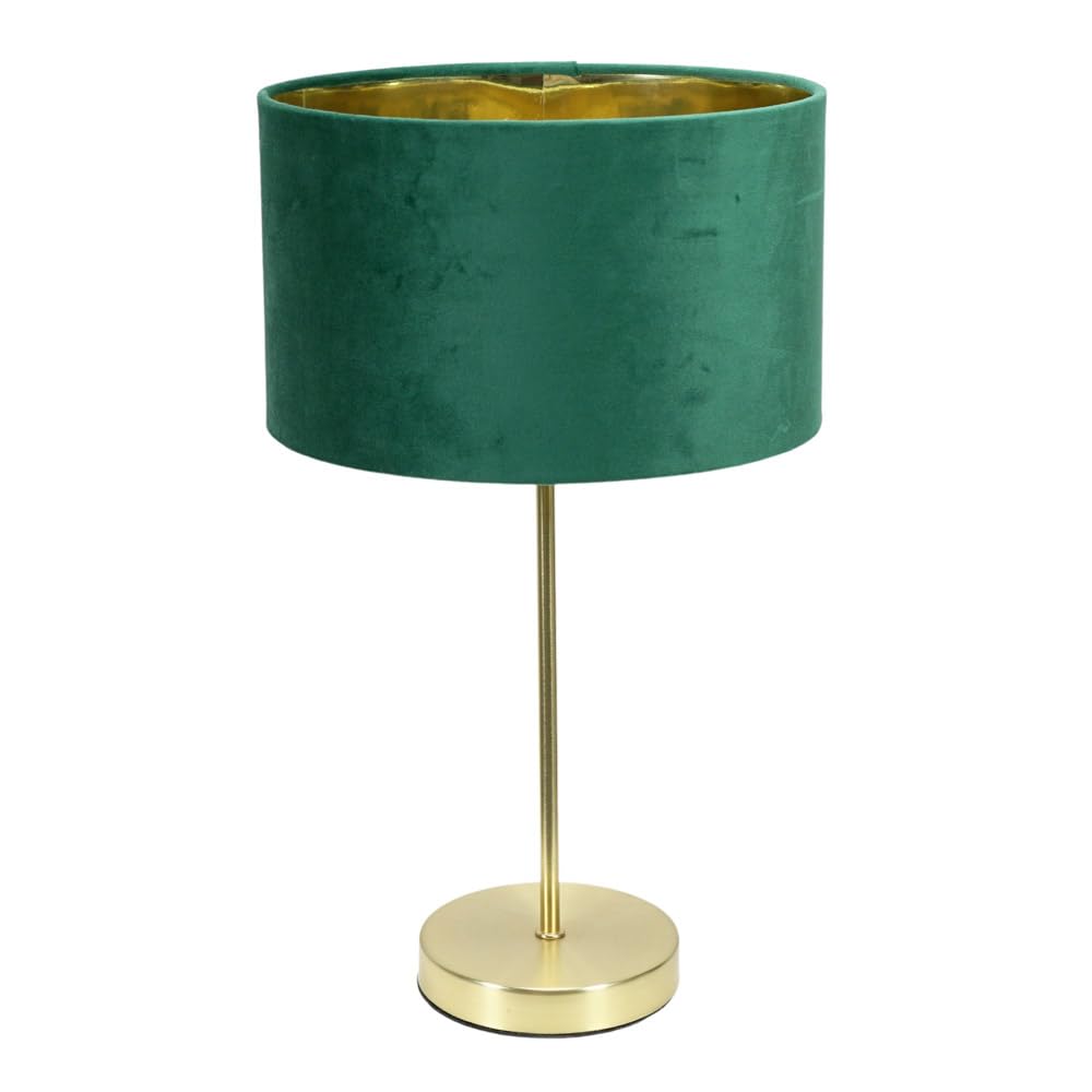 ValueLights | Charlie Gold Stem Table Lamp with Green Velvet & Gold Inner Shade & Warm White Bulb | Table Lamps, Home Décor & Improvement Essential