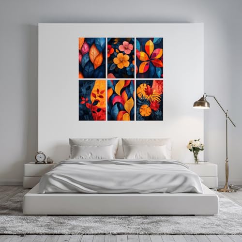 Image of SiddArtify Botanical Wall Art Prints Set - Abstract Floral Poster Decor for Living Room Bedroom Office - 12x18 inch Board Pack of 6