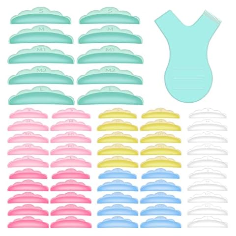 ATOMUS 60PCS Eyelash Perming Silicone Pads Eyelash Lift Perming Curler Shield Pads with 10PCS Y Shape Eyelash Brush Cover