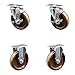 High Temperature Caster Set of 4 with 2 Brakes and 2 Rigid - 5 Inch High Temperature Phenolic Wheel with Roller Bearing ? 4 Inch x 4-1/2 Inch Overall Top Plate ? Service Caster Brand