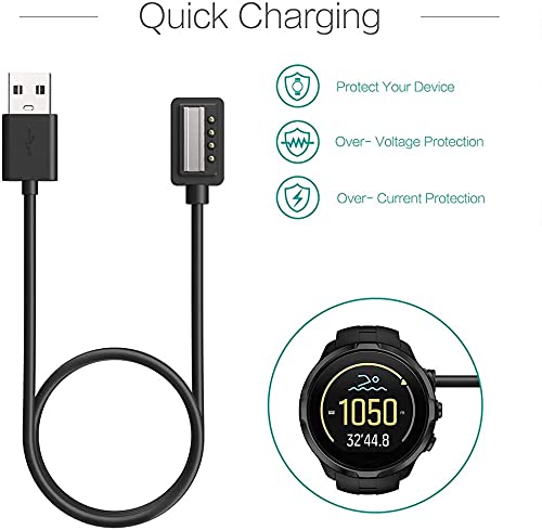 Charger Compatible with Suunto 9, D5, Spartan Ultra HR, Spartan Sport Wrist HR, EON Core - Magnetic USB Charging Cable 100cm - GPS Watch Accessories image 2 of 7 B0DKBPRNCD