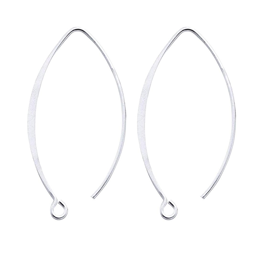 10pcs Authentic Sterling Silver V Shape 40mm Drop Flat Marquise Earring Hooks Ear Wire (Wire 0.7mm/21 Gauge/0.028 Inch) for Jewelry Making SS16-1