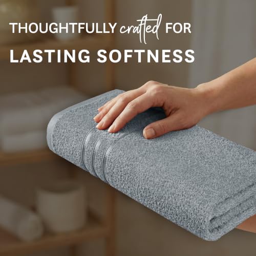 Image of MYTRIDENT Bath Towel for Men /Women | Comfort Living | Quick Drying | Travel Friendly | 1 Piece Large Size | 100% Cotton 400 GSM | 70 x 140 cm - New Grey