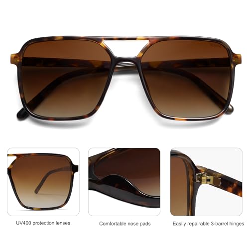 SOJOS Trendy Vintage Aviator Square Sunglasses For Womens Mens Retro 70s UV400 Women Sun Glasses SJ23274