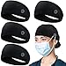 Headbands with Button for Mask, Wide Nurses Headbands Non Slip Elastic Ear Protection for Women Men Doctors Sweatband Headband (BUTTON- 4 PACK COLOR31)