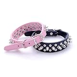 ETOPARS Mit Stacheln besetztes Hundehalsband aus Leder, Bullet Nail Rivet Hundehalsband, Hunde Halsband für Mittlere und Große Hunde Pitbull, Hundeleine Punk