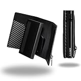SLIMJACK 2-in-1 Wallet mit Münzfach - Magnetisches RFID Kartenetui & Geldbörse - Abnehmbares Slim-Wallet aus Aluminium - RFID-Schutz Portmonee - Smart Wallet für Karten & Münzen (Carbon)