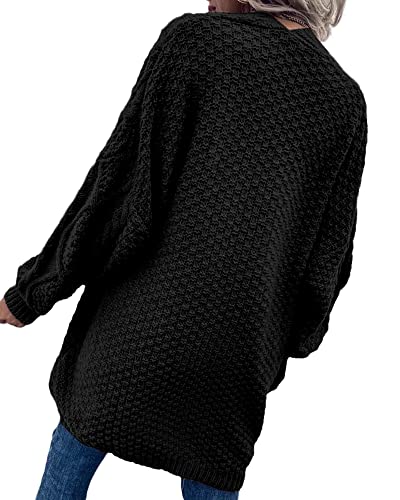 Image of Dyexces Womens Oversized Cable Knit Long Sleeve Lantern Cardigan Sweaters
