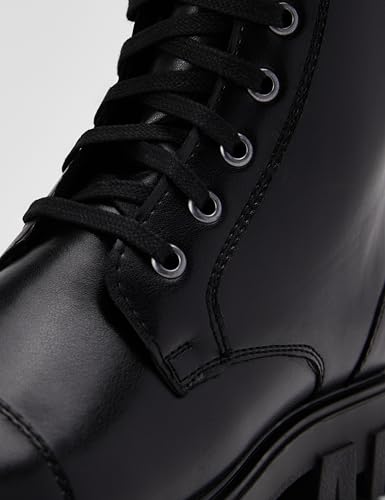 Image of ELLE womens Solid Comfortable Lace-up Boots for Party Use I Casual Use I Festive Use I El-daz-wn-127 Black Combat Boots
