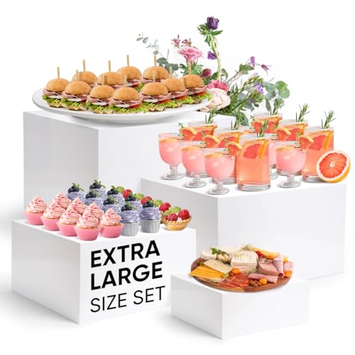 YOPPIX Large Size Acrylic Cube Display Nesting Risers, 13.8' Extra Large Buffet Risers, Food Risers for Buffet Table, Display Stand Shelf for Catering Dessert Collectibles Jewelry Figures Show