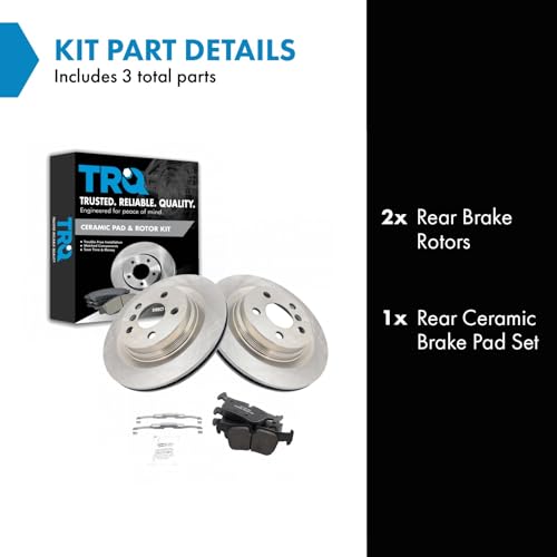 Image of TRQ Rear Ceramic Brake Pad and Rotor Set | For 16-19 BMW X1 18 X2 19-20 X2 sDrive28i 19-20 xDrive28i 17-19 Mini Cooper Clubman John Cooper Works ALL4