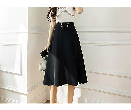 Jupe trapèze ample taille haute noire vêtement d'été fluide taille XS - 4
