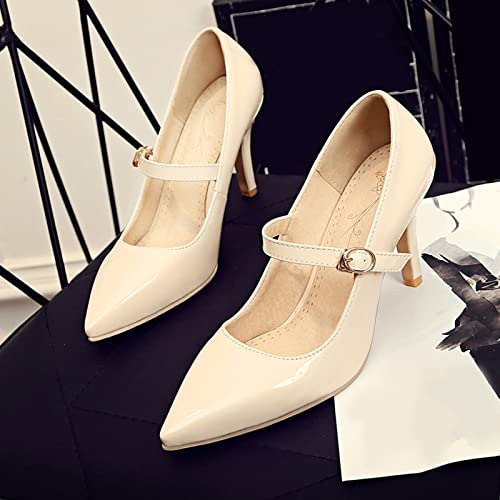 Gicoiz Patent Mary Jane Stiletto Heels Women Pointed Toe Pumps3