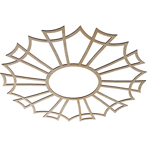 Image of Ekena Millwork 40 inchOD x 14 1 /8 inchID x 3 /8 inchT Augustus Wood Fretwork Pierced Ceiling Medallion, Birch