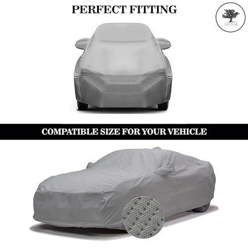 Image of Sulfar 100% Waterproof Car Body Cover Compatible with Mirror for Mahindra Xylo (Triple Stitched, Full Bottom Elastic, Grey-TB)