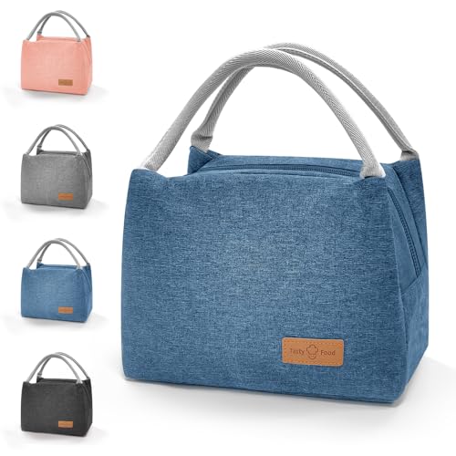 TAIVIN Bolsa Isotermica Pequeña,Tartera Comida Trabajo,Bolsa para el Almuerzo Aislada con Forro Interior de Aluminio para el Colegio,la Oficina,el Picnic y Viajes Cortos (Azul,L)