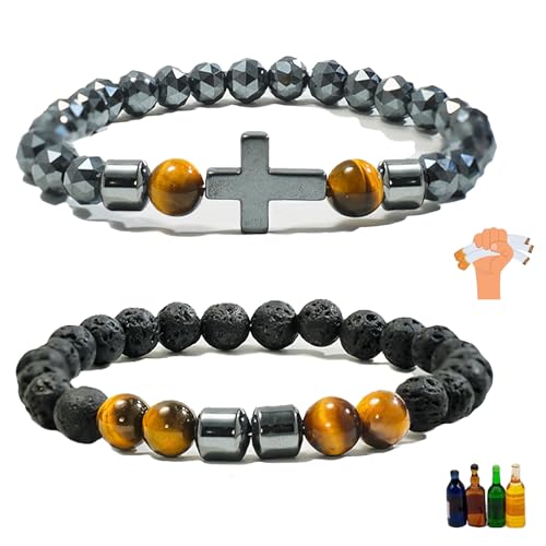 Yanalun Glame Anti Alcohol Bracelet for Men & Women Adjustable Anti-Alcohol Hematite Tiger Eye Sobriety Bracelet to Reduce the Urge to Drink Relieve Anxiety & Stress Stop Drinking Support