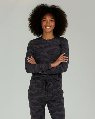 Image of Real Essentials 2 Pack: Women's Soft Long Sleeve Sleep Set - Comfortable Lounge Pull Over Hoodie and Henley Jogger