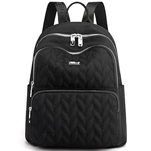 KESUDE Black Backpack Women Laides Rucksack School Bags Lightweight Nylon Shoulder Bag Daily Daypack for Womens, Ladies & Girls Trip Work Shopping