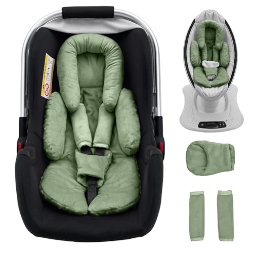 Image of Infant Car Seat Head Support with Extra Shoulder Covers Set, Thickened Carseat Cushion for Baby, Breathable Newborn Carseat Insert for Stroller Swing