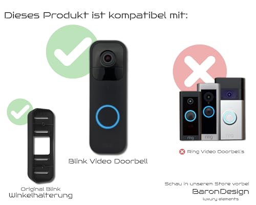 Baron Design | Edelstahl Blende | Zubehör für Blink Doorbell | Halterung, Schild, Befestigung, Wandplatte für Funk Klingel