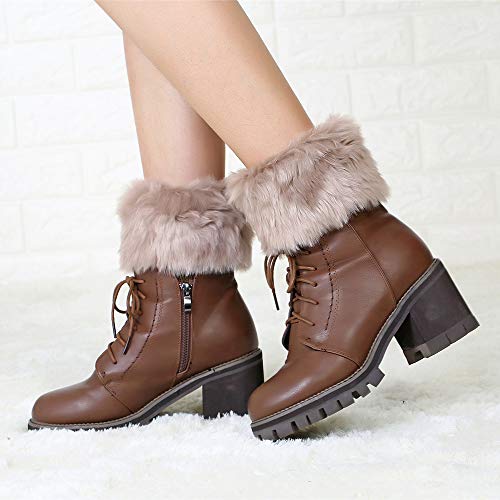 Image of Women Winter Faux Fur Boot Cuff Crochet Knit Boots Socks Short Leg Warmers