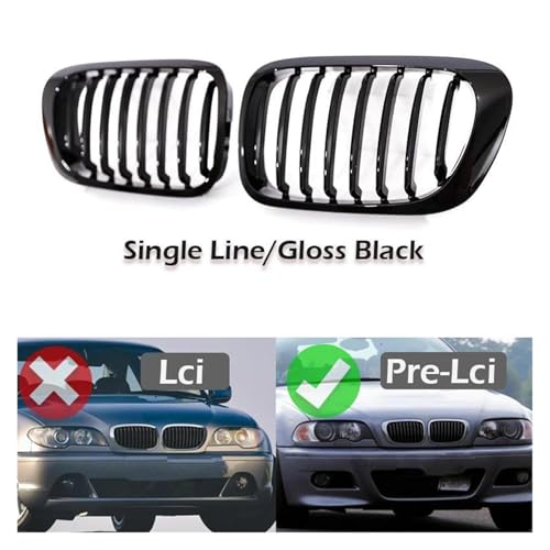 Calandre simple double noir brillant E46 pour sublimer vos sorties en cabriolet - 2