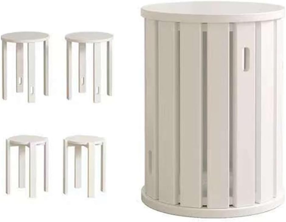ACMEER Stacking Chair, Stacking Stool, Side Table, Dining Chair, Set of 4, Chairs, Stackable, Natural Wood, Interior, Round Chair, Furniture, Stylish, Nordic, Simple, Entryway, Kitchen, Living Room